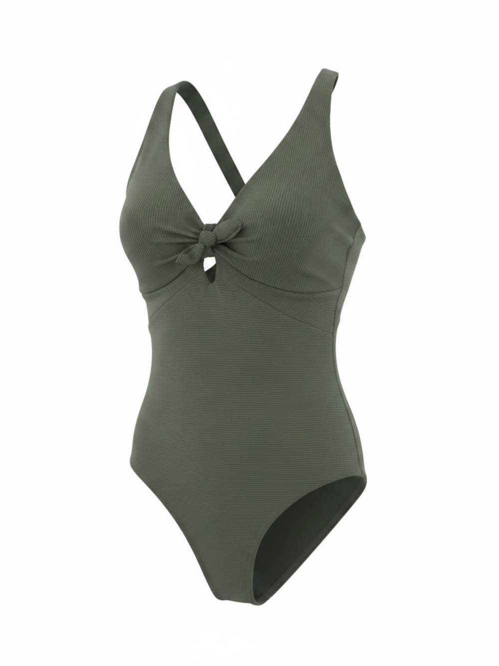 Lands' End Olive Twist-Front One-Piece Swimsuit